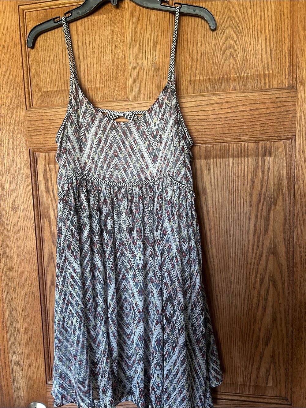 Sleeveless Printed Spaghetti Strap Dress in Multi Neutral Tones